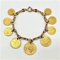 21k Gold Vtg US Coins Liberty Eagle Engraved Love Token 7